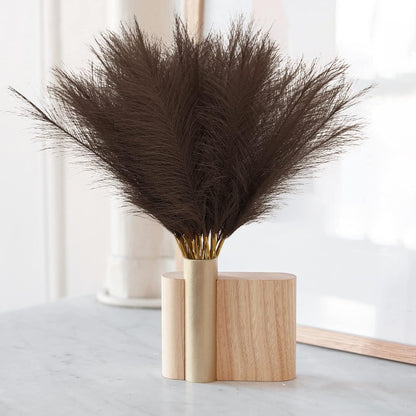 obbsie 50PCS Faux Pampas Grass, 21.6" Short Artificial Pompous Grass Floral Fake Pompas Grass Branches Vase Filler Flower Arrangement for Home Wedding Boho Decor, Beige