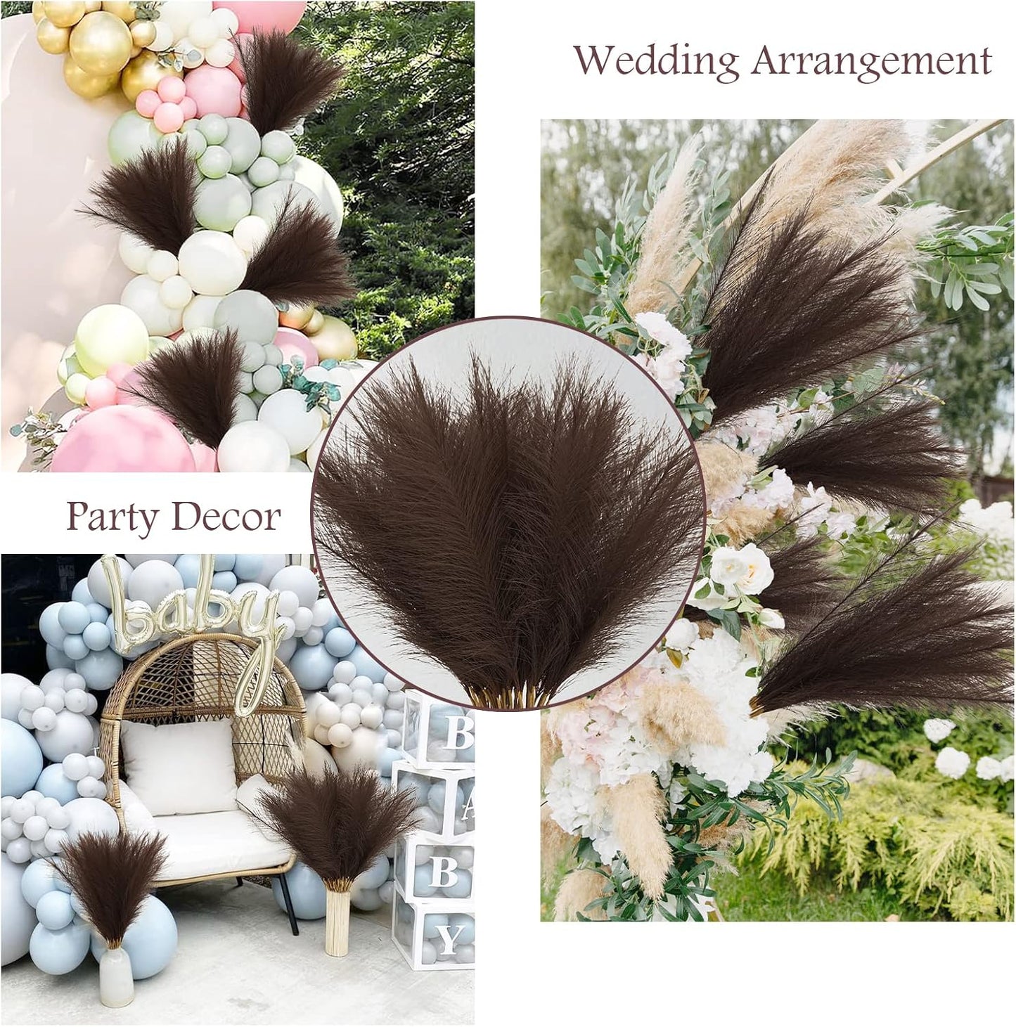 obbsie 50PCS Faux Pampas Grass, 21.6" Short Artificial Pompous Grass Floral Fake Pompas Grass Branches Vase Filler Flower Arrangement for Home Wedding Boho Decor, Beige