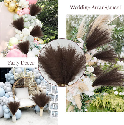 obbsie 50PCS Faux Pampas Grass, 21.6" Short Artificial Pompous Grass Floral Fake Pompas Grass Branches Vase Filler Flower Arrangement for Home Wedding Boho Decor, Beige