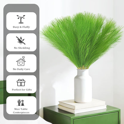 obbsie 50PCS Faux Pampas Grass, 21.6" Short Artificial Pompous Grass Floral Fake Pompas Grass Branches Vase Filler Flower Arrangement for Home Wedding Boho Decor, Beige