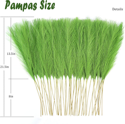 obbsie 50PCS Faux Pampas Grass, 21.6" Short Artificial Pompous Grass Floral Fake Pompas Grass Branches Vase Filler Flower Arrangement for Home Wedding Boho Decor, Beige