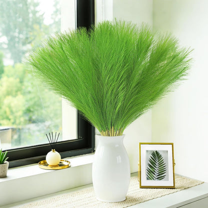 obbsie 50PCS Faux Pampas Grass, 21.6" Short Artificial Pompous Grass Floral Fake Pompas Grass Branches Vase Filler Flower Arrangement for Home Wedding Boho Decor, Beige