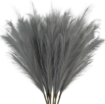 obbsie 50PCS Faux Pampas Grass, 21.6" Short Artificial Pompous Grass Floral Fake Pompas Grass Branches Vase Filler Flower Arrangement for Home Wedding Boho Decor, Beige