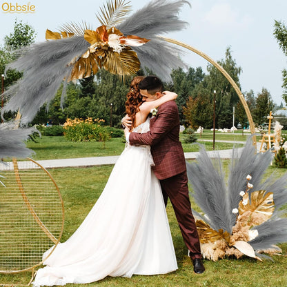 obbsie 50PCS Faux Pampas Grass, 21.6" Short Artificial Pompous Grass Floral Fake Pompas Grass Branches Vase Filler Flower Arrangement for Home Wedding Boho Decor, Beige