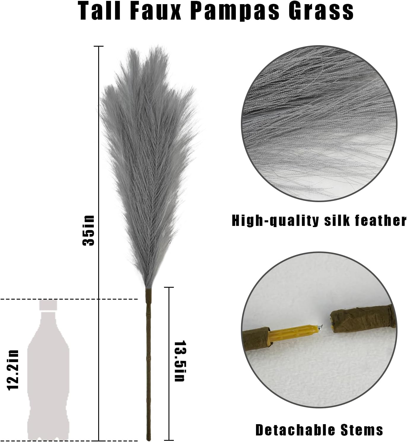 obbsie 50PCS Faux Pampas Grass, 21.6" Short Artificial Pompous Grass Floral Fake Pompas Grass Branches Vase Filler Flower Arrangement for Home Wedding Boho Decor, Beige