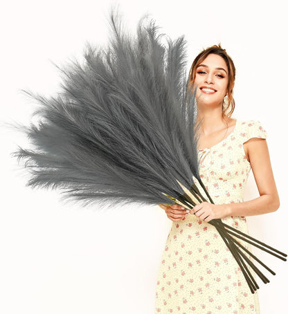 obbsie 50PCS Faux Pampas Grass, 21.6" Short Artificial Pompous Grass Floral Fake Pompas Grass Branches Vase Filler Flower Arrangement for Home Wedding Boho Decor, Beige