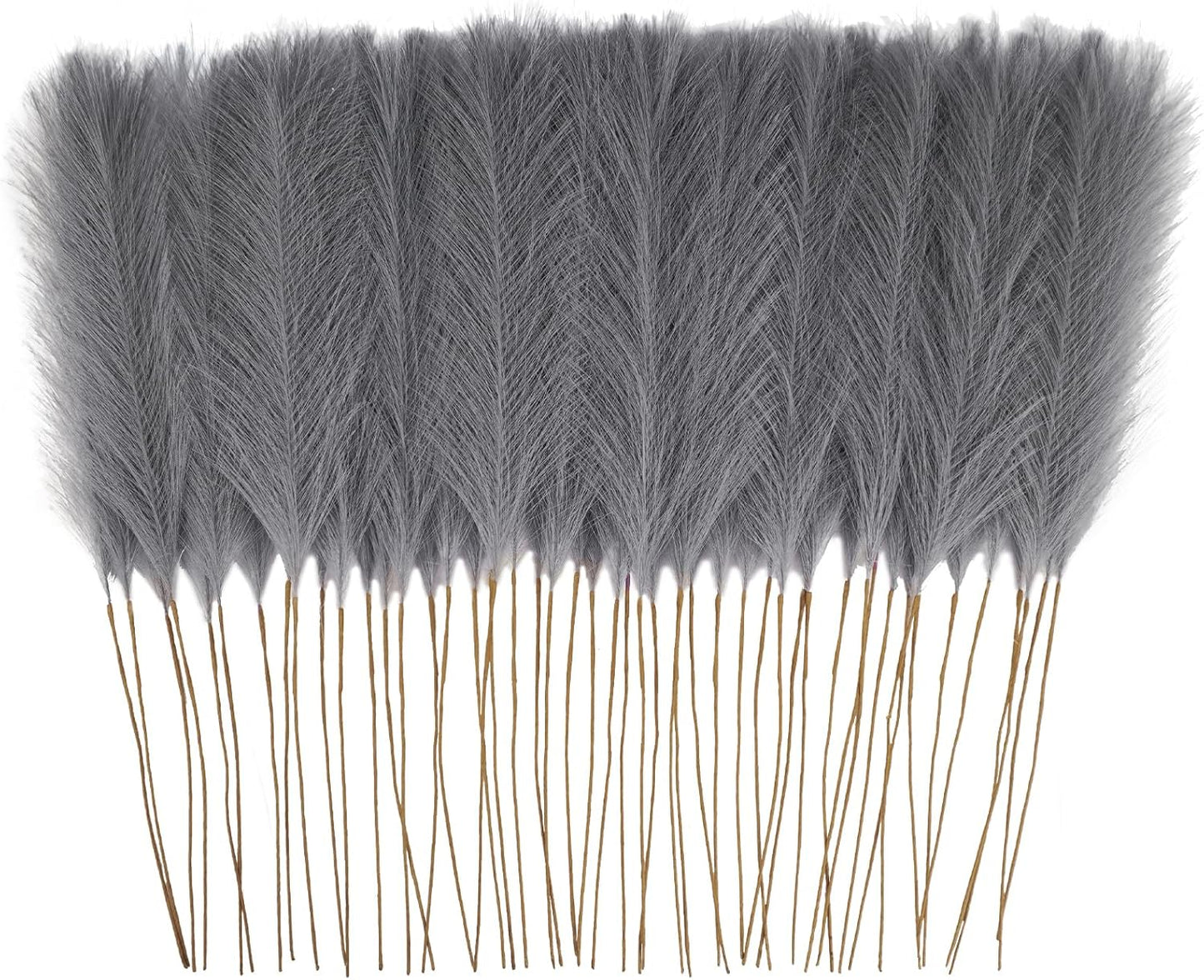 obbsie 50PCS Faux Pampas Grass, 21.6" Short Artificial Pompous Grass Floral Fake Pompas Grass Branches Vase Filler Flower Arrangement for Home Wedding Boho Decor, Beige