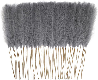 obbsie 50PCS Faux Pampas Grass, 21.6" Short Artificial Pompous Grass Floral Fake Pompas Grass Branches Vase Filler Flower Arrangement for Home Wedding Boho Decor, Beige