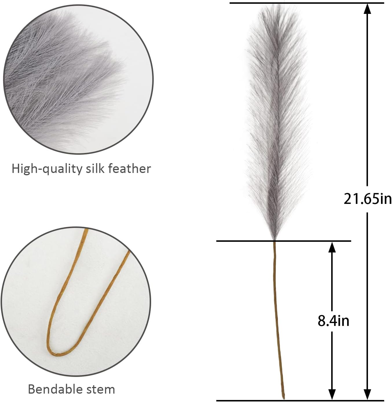 obbsie 50PCS Faux Pampas Grass, 21.6" Short Artificial Pompous Grass Floral Fake Pompas Grass Branches Vase Filler Flower Arrangement for Home Wedding Boho Decor, Beige