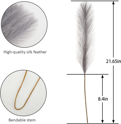 obbsie 50PCS Faux Pampas Grass, 21.6" Short Artificial Pompous Grass Floral Fake Pompas Grass Branches Vase Filler Flower Arrangement for Home Wedding Boho Decor, Beige