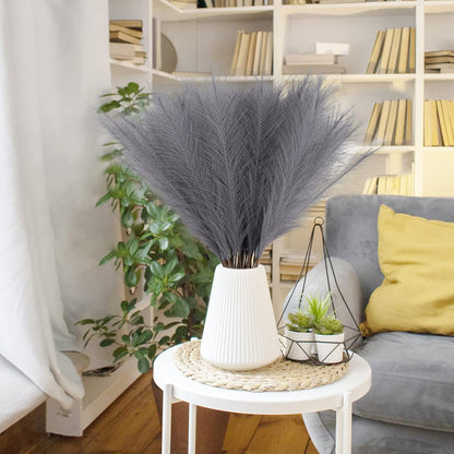 obbsie 50PCS Faux Pampas Grass, 21.6" Short Artificial Pompous Grass Floral Fake Pompas Grass Branches Vase Filler Flower Arrangement for Home Wedding Boho Decor, Beige