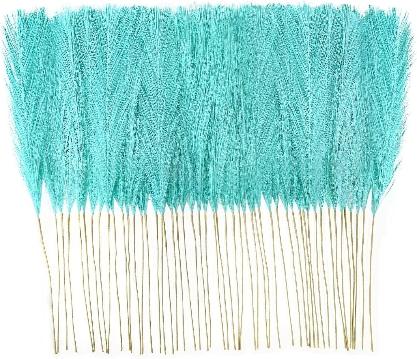 obbsie 50PCS Faux Pampas Grass, 21.6" Short Artificial Pompous Grass Floral Fake Pompas Grass Branches Vase Filler Flower Arrangement for Home Wedding Boho Decor, Beige