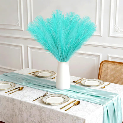 obbsie 50PCS Faux Pampas Grass, 21.6" Short Artificial Pompous Grass Floral Fake Pompas Grass Branches Vase Filler Flower Arrangement for Home Wedding Boho Decor, Beige