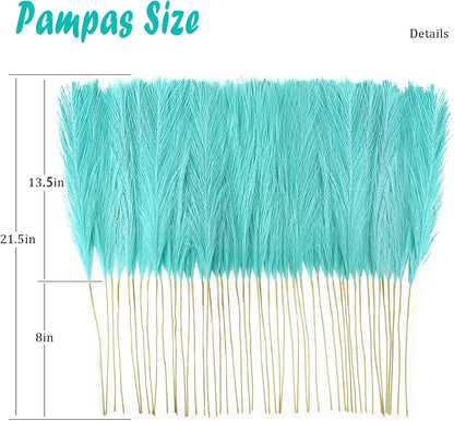 obbsie 50PCS Faux Pampas Grass, 21.6" Short Artificial Pompous Grass Floral Fake Pompas Grass Branches Vase Filler Flower Arrangement for Home Wedding Boho Decor, Beige