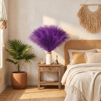 obbsie 50PCS Faux Pampas Grass, 21.6" Short Artificial Pompous Grass Floral Fake Pompas Grass Branches Vase Filler Flower Arrangement for Home Wedding Boho Decor, Beige