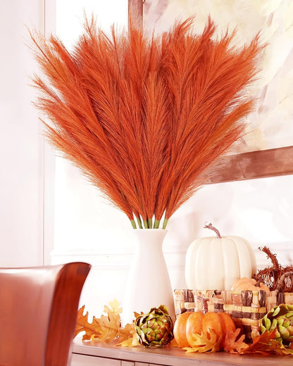 obbsie 50PCS Faux Pampas Grass, 21.6" Short Artificial Pompous Grass Floral Fake Pompas Grass Branches Vase Filler Flower Arrangement for Home Wedding Boho Decor, Beige