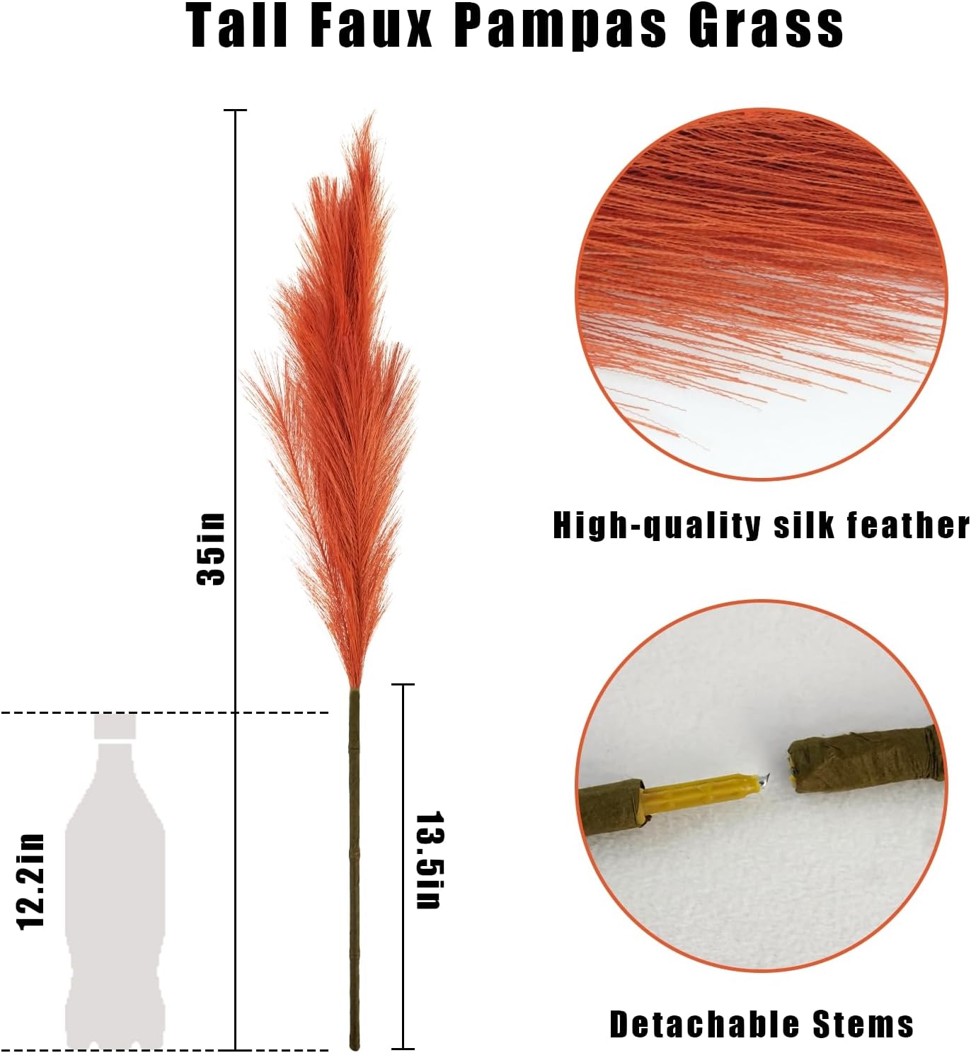 obbsie 50PCS Faux Pampas Grass, 21.6" Short Artificial Pompous Grass Floral Fake Pompas Grass Branches Vase Filler Flower Arrangement for Home Wedding Boho Decor, Beige