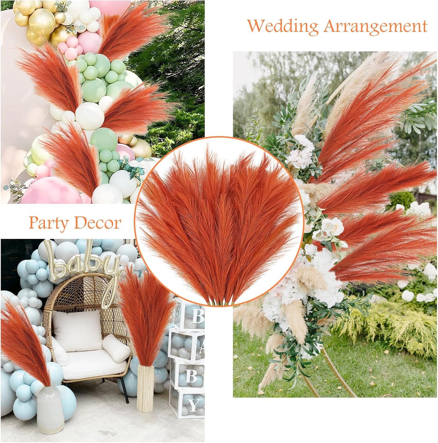 obbsie 50PCS Faux Pampas Grass, 21.6" Short Artificial Pompous Grass Floral Fake Pompas Grass Branches Vase Filler Flower Arrangement for Home Wedding Boho Decor, Beige