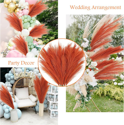 obbsie 50PCS Faux Pampas Grass, 21.6" Short Artificial Pompous Grass Floral Fake Pompas Grass Branches Vase Filler Flower Arrangement for Home Wedding Boho Decor, Beige