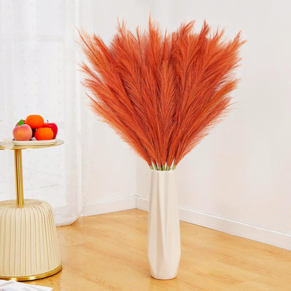 obbsie 50PCS Faux Pampas Grass, 21.6" Short Artificial Pompous Grass Floral Fake Pompas Grass Branches Vase Filler Flower Arrangement for Home Wedding Boho Decor, Beige