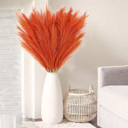 obbsie 50PCS Faux Pampas Grass, 21.6" Short Artificial Pompous Grass Floral Fake Pompas Grass Branches Vase Filler Flower Arrangement for Home Wedding Boho Decor, Beige