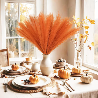 obbsie 50PCS Faux Pampas Grass, 21.6" Short Artificial Pompous Grass Floral Fake Pompas Grass Branches Vase Filler Flower Arrangement for Home Wedding Boho Decor, Beige
