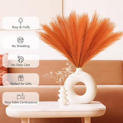 obbsie 50PCS Faux Pampas Grass, 21.6" Short Artificial Pompous Grass Floral Fake Pompas Grass Branches Vase Filler Flower Arrangement for Home Wedding Boho Decor, Beige