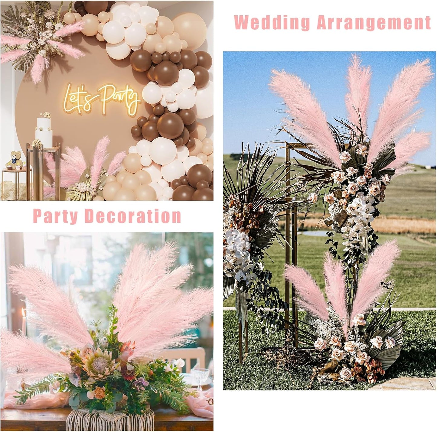 obbsie 50PCS Faux Pampas Grass, 21.6" Short Artificial Pompous Grass Floral Fake Pompas Grass Branches Vase Filler Flower Arrangement for Home Wedding Boho Decor, Beige