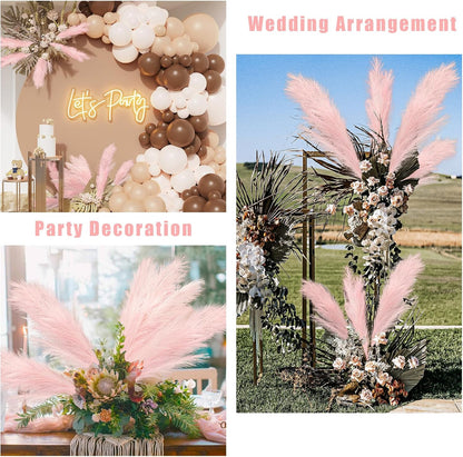 obbsie 50PCS Faux Pampas Grass, 21.6" Short Artificial Pompous Grass Floral Fake Pompas Grass Branches Vase Filler Flower Arrangement for Home Wedding Boho Decor, Beige