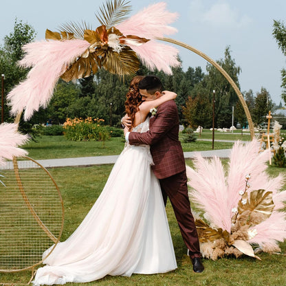 obbsie 50PCS Faux Pampas Grass, 21.6" Short Artificial Pompous Grass Floral Fake Pompas Grass Branches Vase Filler Flower Arrangement for Home Wedding Boho Decor, Beige