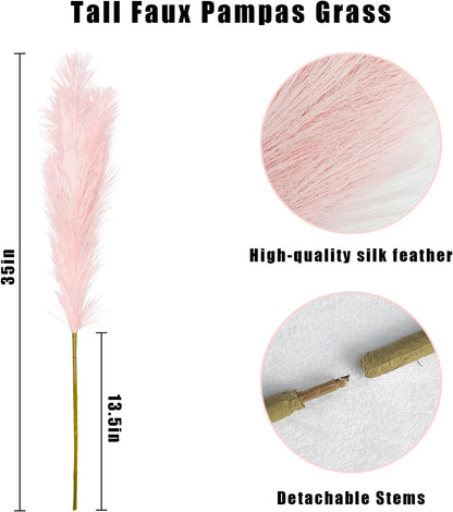 obbsie 50PCS Faux Pampas Grass, 21.6" Short Artificial Pompous Grass Floral Fake Pompas Grass Branches Vase Filler Flower Arrangement for Home Wedding Boho Decor, Beige
