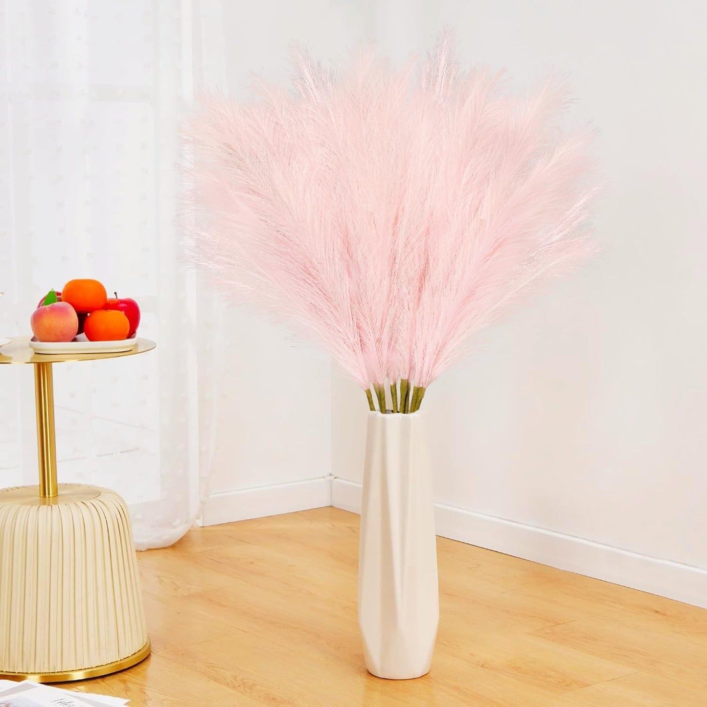 obbsie 50PCS Faux Pampas Grass, 21.6" Short Artificial Pompous Grass Floral Fake Pompas Grass Branches Vase Filler Flower Arrangement for Home Wedding Boho Decor, Beige