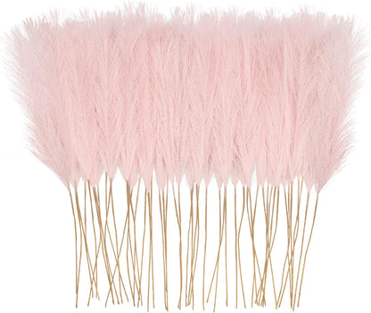 obbsie 50PCS Faux Pampas Grass, 21.6" Short Artificial Pompous Grass Floral Fake Pompas Grass Branches Vase Filler Flower Arrangement for Home Wedding Boho Decor, Beige