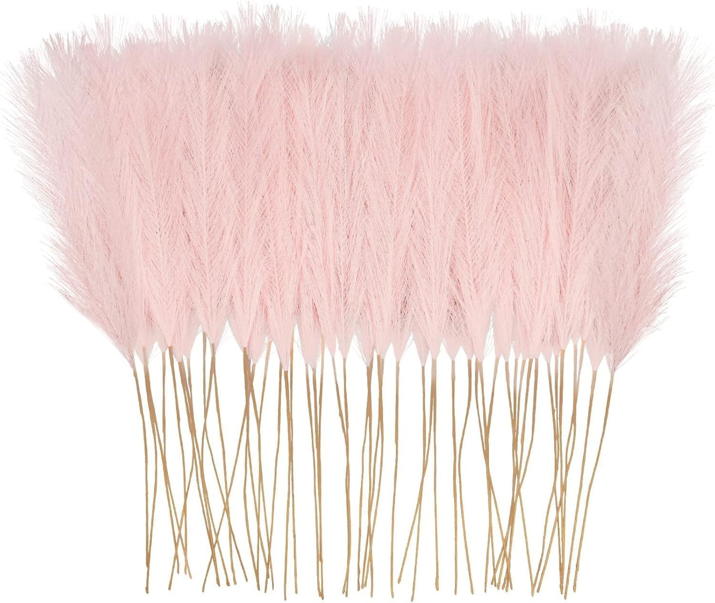 obbsie 50PCS Faux Pampas Grass, 21.6" Short Artificial Pompous Grass Floral Fake Pompas Grass Branches Vase Filler Flower Arrangement for Home Wedding Boho Decor, Beige