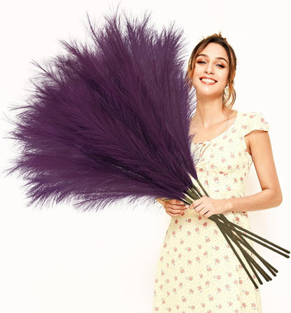 obbsie 50PCS Faux Pampas Grass, 21.6" Short Artificial Pompous Grass Floral Fake Pompas Grass Branches Vase Filler Flower Arrangement for Home Wedding Boho Decor, Beige