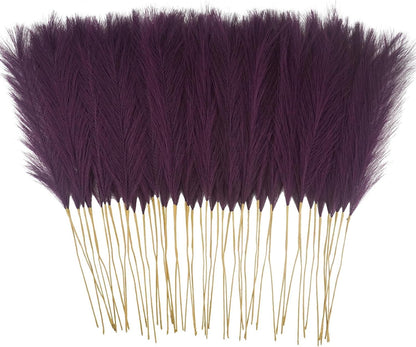 obbsie 50PCS Faux Pampas Grass, 21.6" Short Artificial Pompous Grass Floral Fake Pompas Grass Branches Vase Filler Flower Arrangement for Home Wedding Boho Decor, Beige