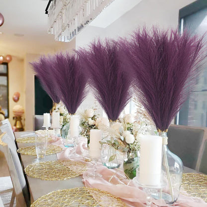 obbsie 50PCS Faux Pampas Grass, 21.6" Short Artificial Pompous Grass Floral Fake Pompas Grass Branches Vase Filler Flower Arrangement for Home Wedding Boho Decor, Beige