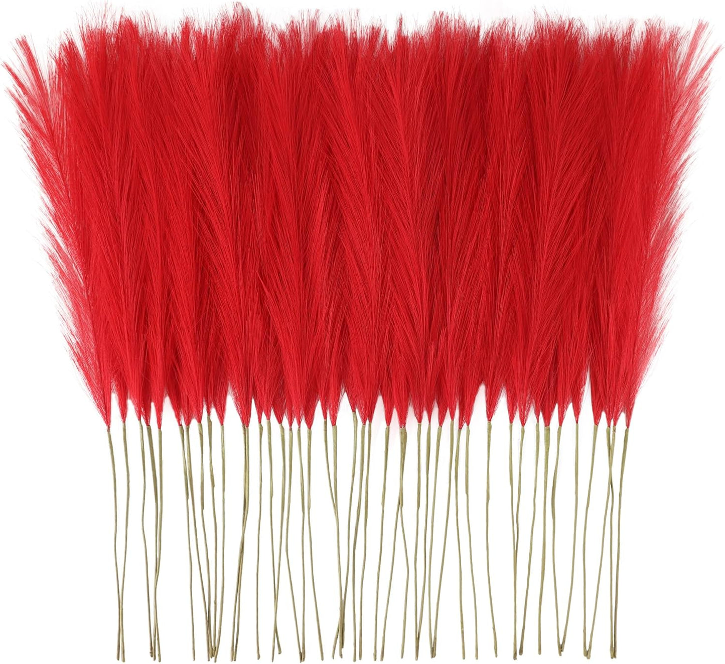obbsie 50PCS Faux Pampas Grass, 21.6" Short Artificial Pompous Grass Floral Fake Pompas Grass Branches Vase Filler Flower Arrangement for Home Wedding Boho Decor, Beige