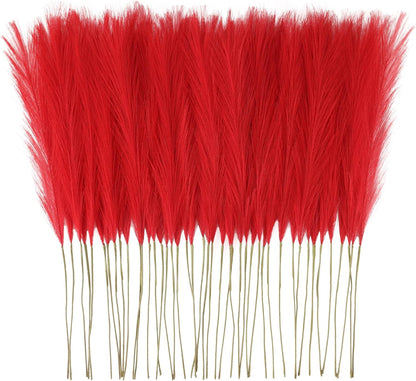 obbsie 50PCS Faux Pampas Grass, 21.6" Short Artificial Pompous Grass Floral Fake Pompas Grass Branches Vase Filler Flower Arrangement for Home Wedding Boho Decor, Beige