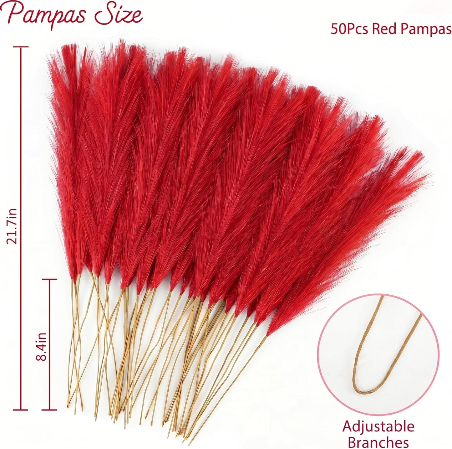 obbsie 50PCS Faux Pampas Grass, 21.6" Short Artificial Pompous Grass Floral Fake Pompas Grass Branches Vase Filler Flower Arrangement for Home Wedding Boho Decor, Beige