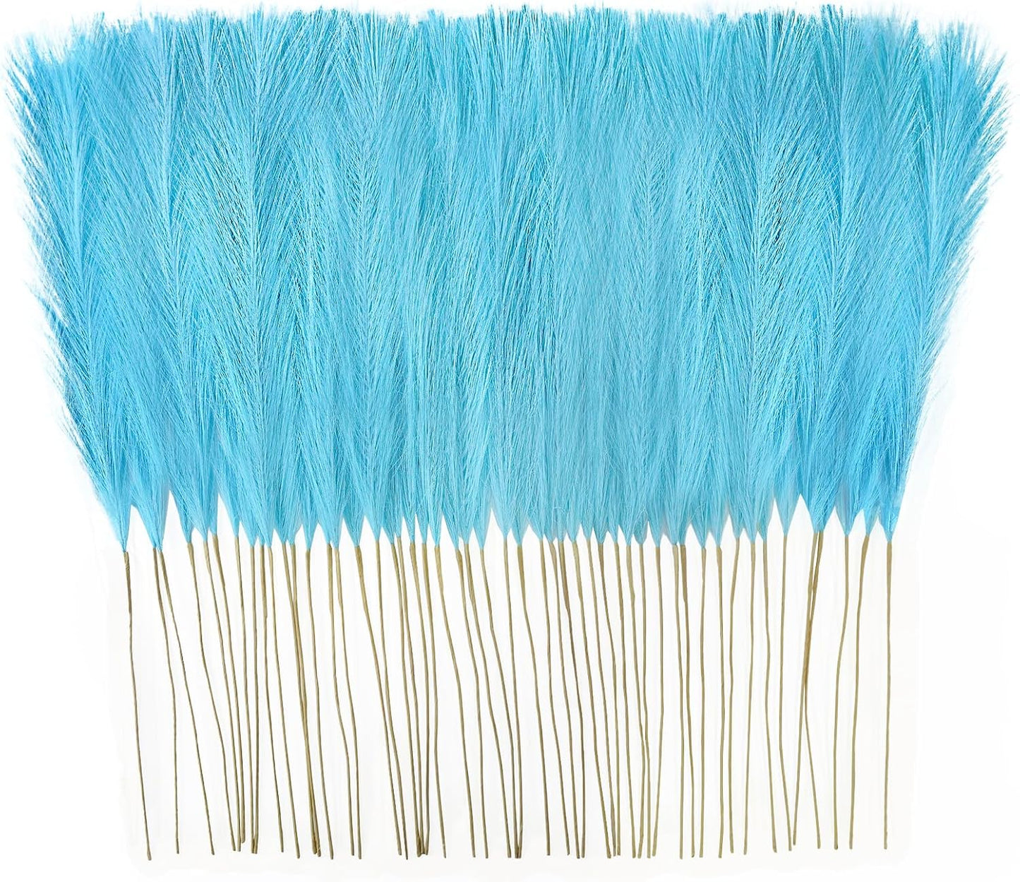 obbsie 50PCS Faux Pampas Grass, 21.6" Short Artificial Pompous Grass Floral Fake Pompas Grass Branches Vase Filler Flower Arrangement for Home Wedding Boho Decor, Beige