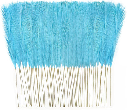 obbsie 50PCS Faux Pampas Grass, 21.6" Short Artificial Pompous Grass Floral Fake Pompas Grass Branches Vase Filler Flower Arrangement for Home Wedding Boho Decor, Beige