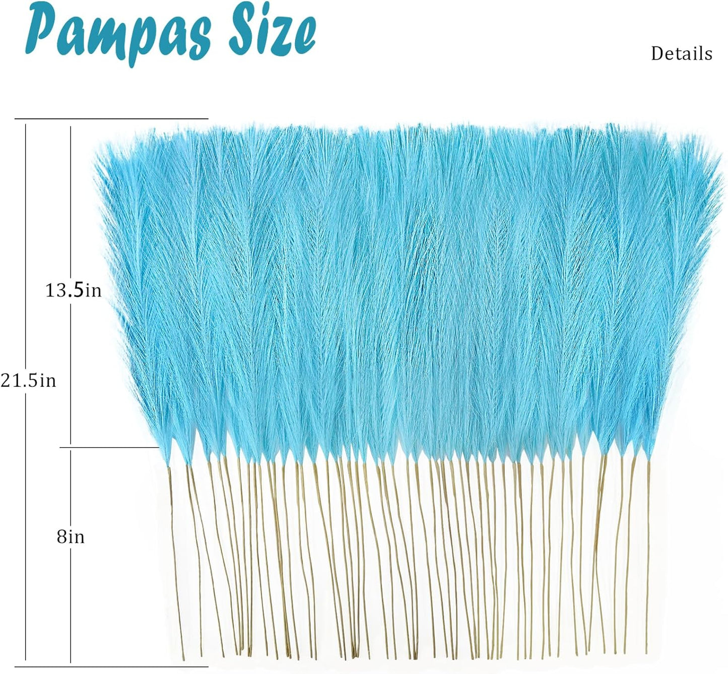 obbsie 50PCS Faux Pampas Grass, 21.6" Short Artificial Pompous Grass Floral Fake Pompas Grass Branches Vase Filler Flower Arrangement for Home Wedding Boho Decor, Beige