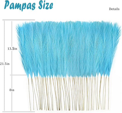 obbsie 50PCS Faux Pampas Grass, 21.6" Short Artificial Pompous Grass Floral Fake Pompas Grass Branches Vase Filler Flower Arrangement for Home Wedding Boho Decor, Beige