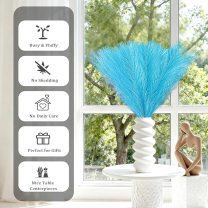 obbsie 50PCS Faux Pampas Grass, 21.6" Short Artificial Pompous Grass Floral Fake Pompas Grass Branches Vase Filler Flower Arrangement for Home Wedding Boho Decor, Beige