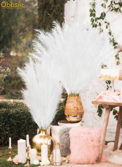 obbsie 50PCS Faux Pampas Grass, 21.6" Short Artificial Pompous Grass Floral Fake Pompas Grass Branches Vase Filler Flower Arrangement for Home Wedding Boho Decor, Beige