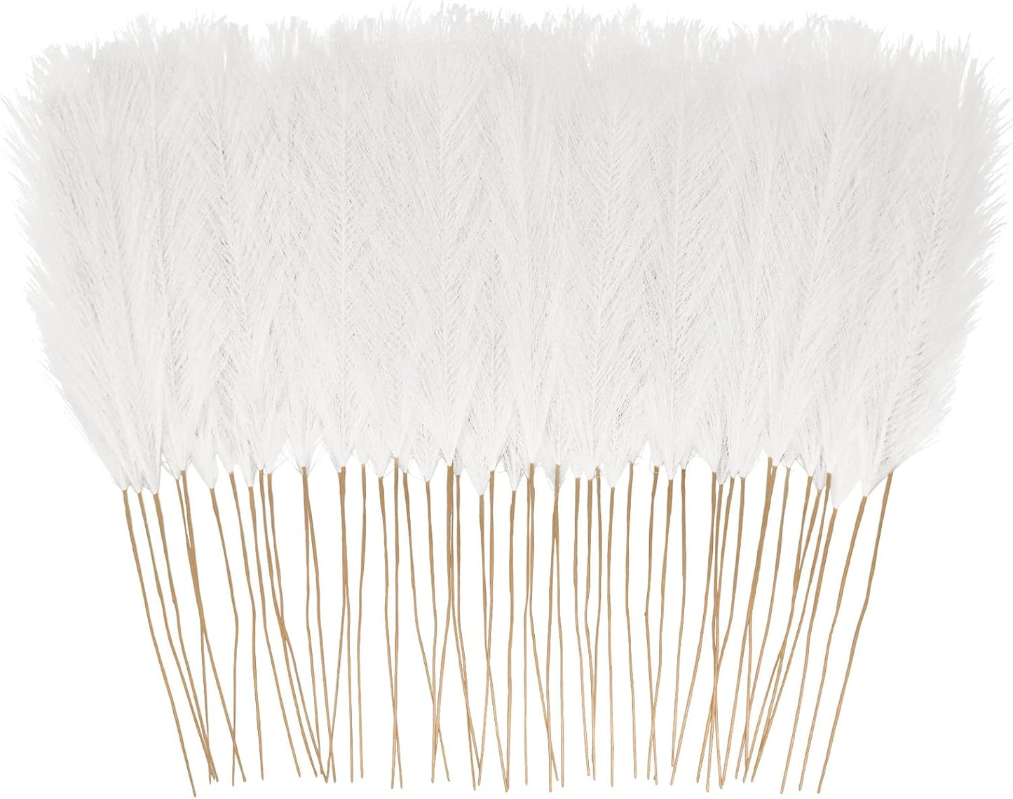 obbsie 50PCS Faux Pampas Grass, 21.6" Short Artificial Pompous Grass Floral Fake Pompas Grass Branches Vase Filler Flower Arrangement for Home Wedding Boho Decor, Beige
