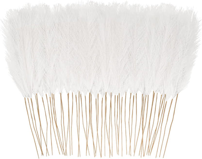 obbsie 50PCS Faux Pampas Grass, 21.6" Short Artificial Pompous Grass Floral Fake Pompas Grass Branches Vase Filler Flower Arrangement for Home Wedding Boho Decor, Beige