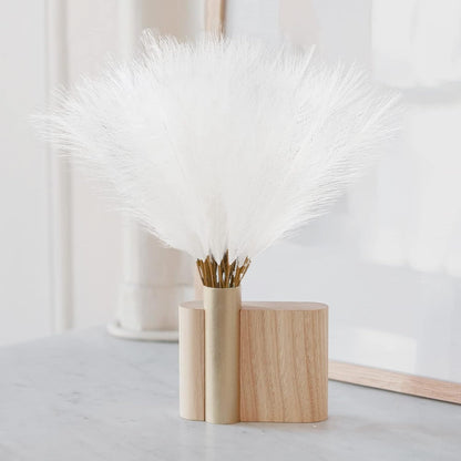 obbsie 50PCS Faux Pampas Grass, 21.6" Short Artificial Pompous Grass Floral Fake Pompas Grass Branches Vase Filler Flower Arrangement for Home Wedding Boho Decor, Beige