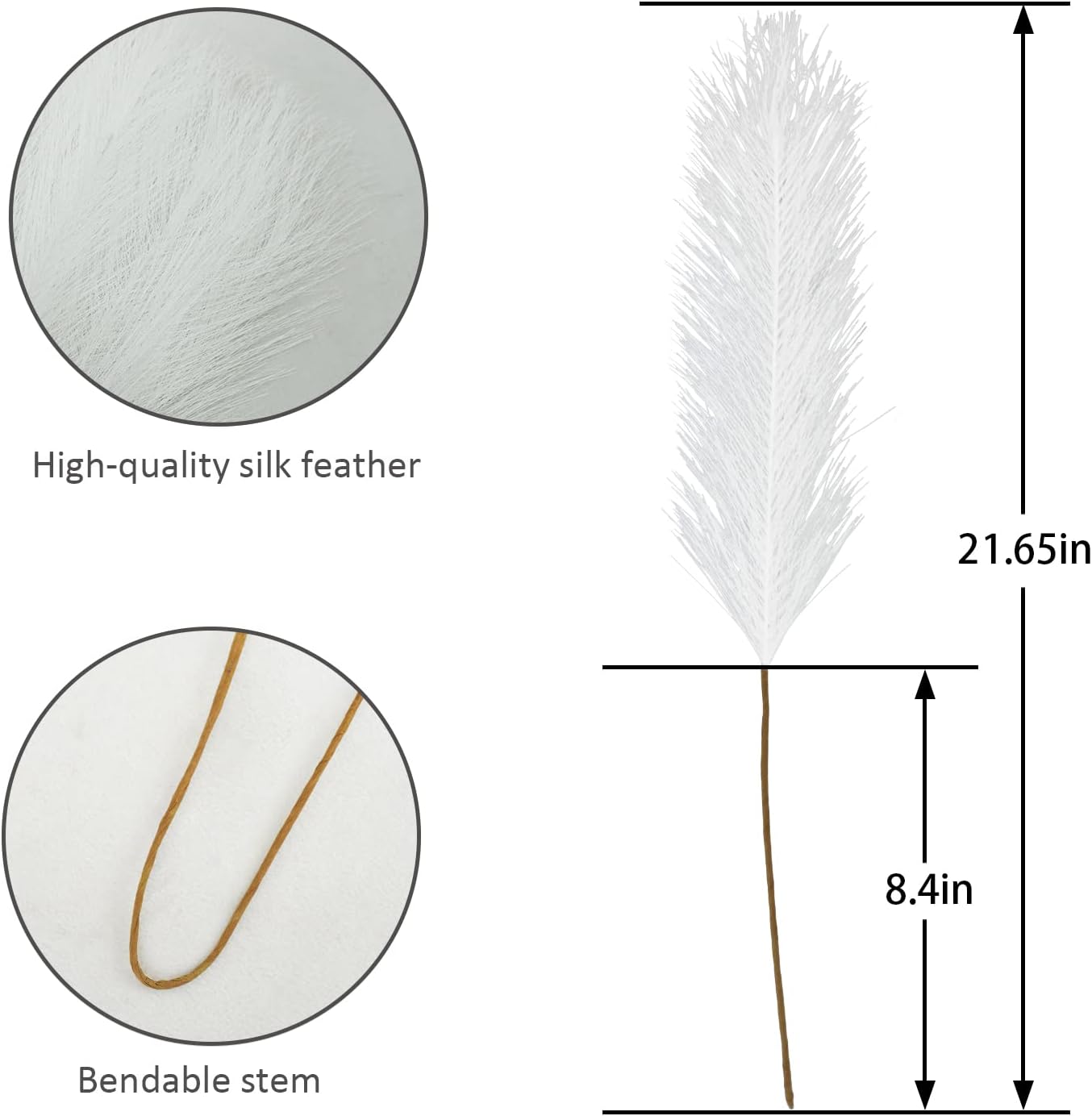 obbsie 50PCS Faux Pampas Grass, 21.6" Short Artificial Pompous Grass Floral Fake Pompas Grass Branches Vase Filler Flower Arrangement for Home Wedding Boho Decor, Beige